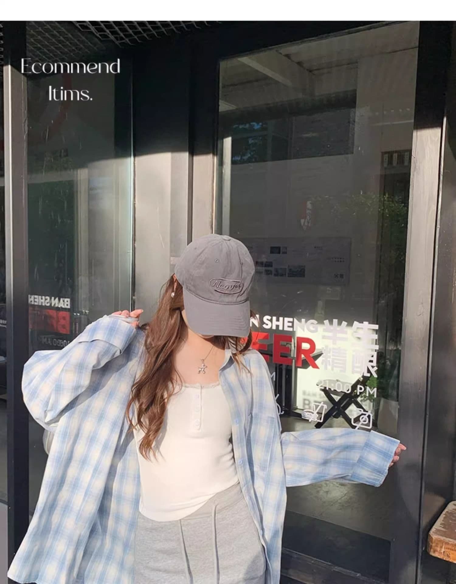 가을 의상 새로운 파란색 체크무늬 자외선 차단 셔츠 느긋한 캐주얼 루즈핏 긴팔 다용도 셔츠 디자인 맨위 재킷 상세 이미지 17