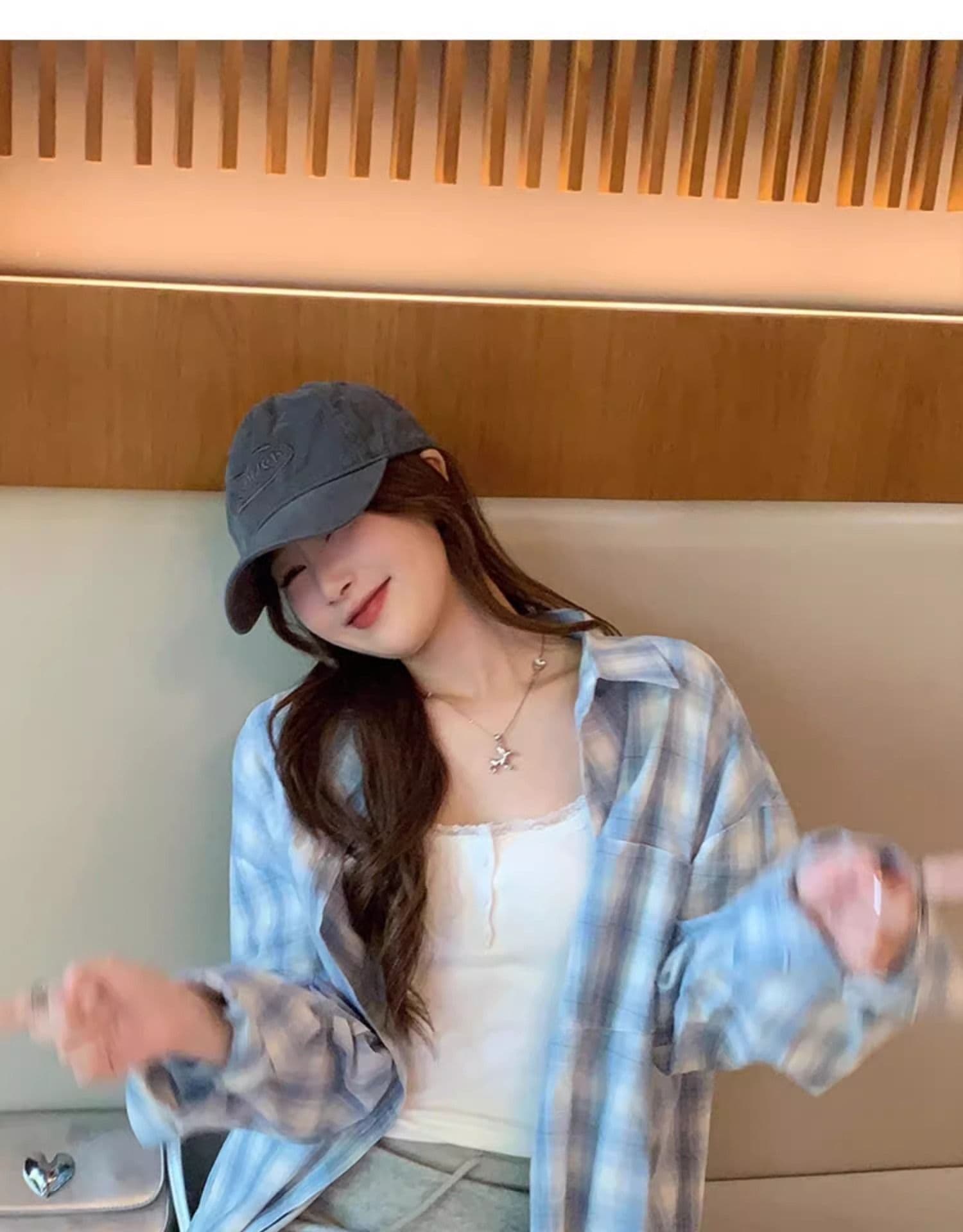 가을 의상 새로운 파란색 체크무늬 자외선 차단 셔츠 느긋한 캐주얼 루즈핏 긴팔 다용도 셔츠 디자인 맨위 재킷 상세 이미지 25