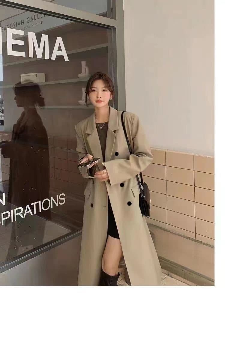 가을 겨울 의류 새로운 고급 회색 플러스 롱 코트 정장 재킷 재킷 인기 영국식 레트로 대 벨트 안감 상세 이미지 23