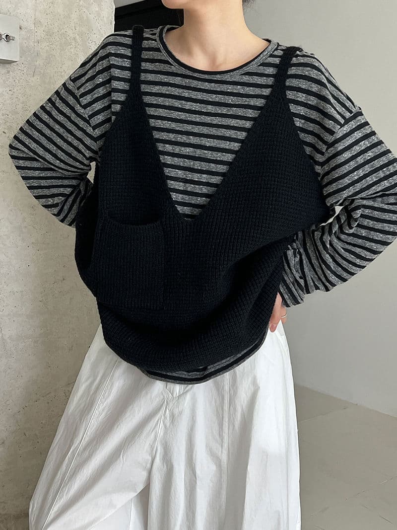 가을 겨울 의류 새로운 루즈핏 빅 사이즈 chic 느긋한 부담하지 마세요. 루즈핏 주머니 스웨터 조끼 슬립 외출용 이미지 4