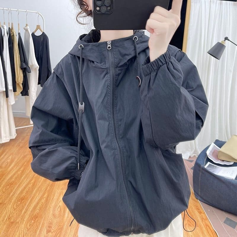 가을 겨울 의류 새로운 단색 높은 품질 후드 요금 외투 패션 루즈핏 캐주얼 재킷 켜기 벨트 안감 이미지 2