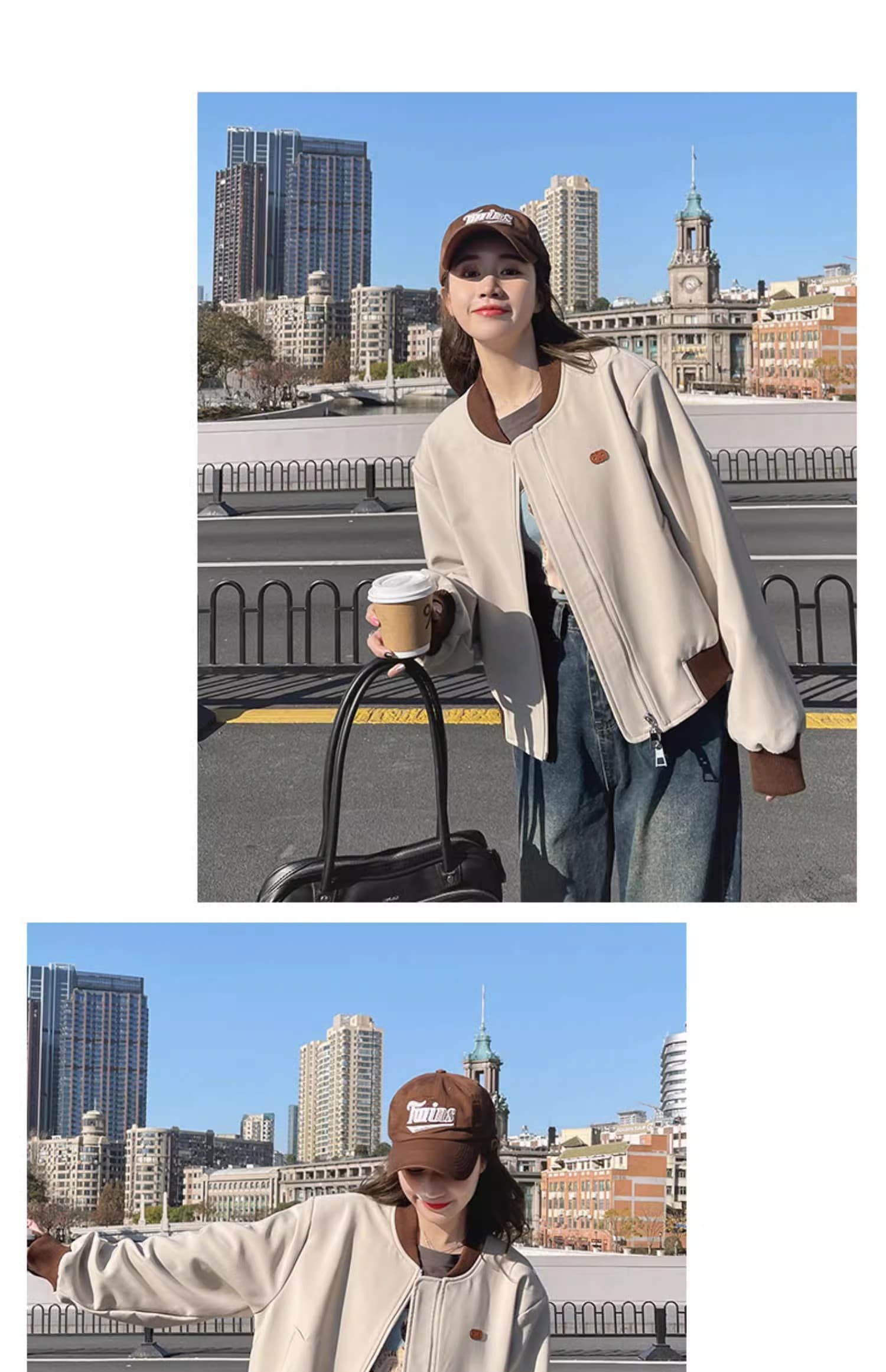 가을 겨울 의류 새로운 야구 유니폼 여성 코트 아메리칸 거리 작은 키 쇼트 스타일 다용도 캐주얼 배색 재킷 상세 이미지 9
