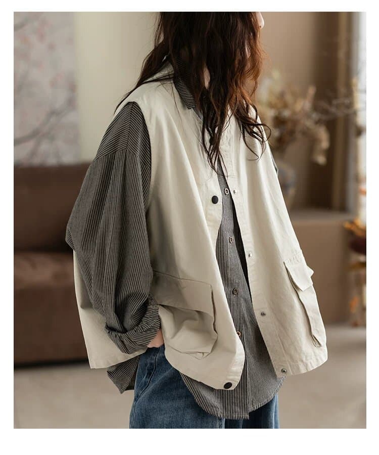 가을 겨울 새로운 레트로 스타일 워크웨어 워싱 면 베스트 재킷 조끼 캐주얼 스탠드 칼라 어깨 짧은 외투 상세 이미지 20