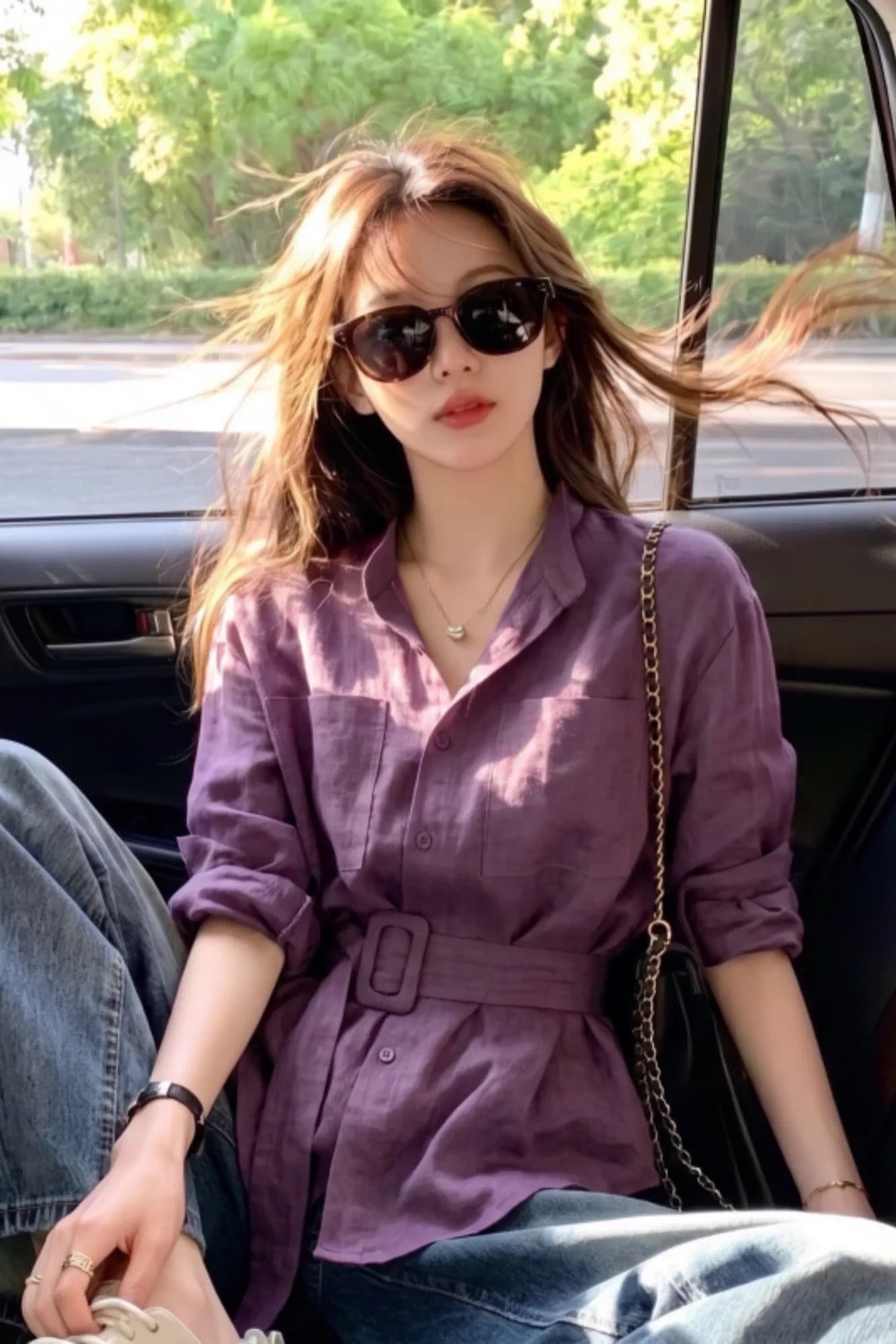 가을 의상 새로운 품격 유럽 상품 긴팔 외국 가스 루즈핏 허리 면 린넨 허리 수축 여성 셔츠 명문 여성 착용 잡아라. 의류 이미지 6
