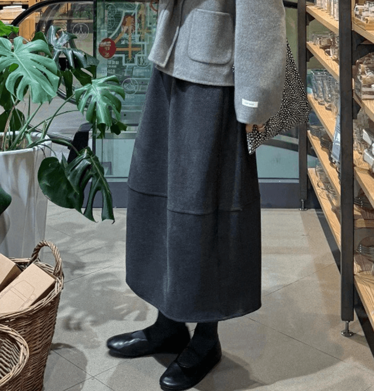 가을 겨울 의류 새로운 회색 모직 반신 스커트 작은 키 빅 사이즈 지방 mm 자이언트 잘 생긴 한 마디 배 모양 버클리 치마