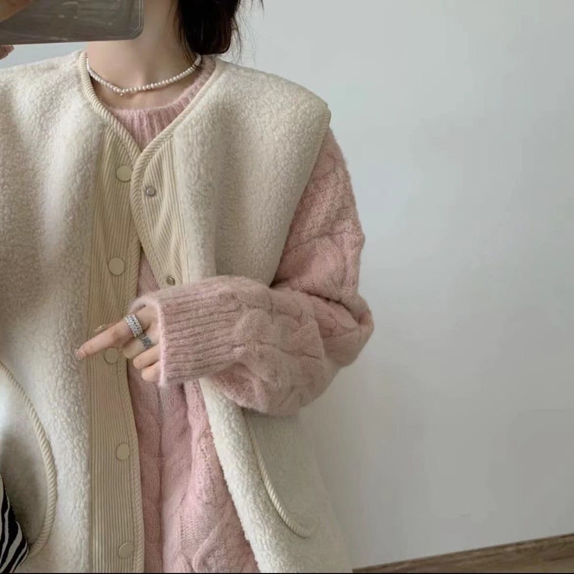 가을 겨울 새로운 양털 조끼 재킷 주머니 레트로 양면 착용 코듀로이 조끼 자켓 이미지 5