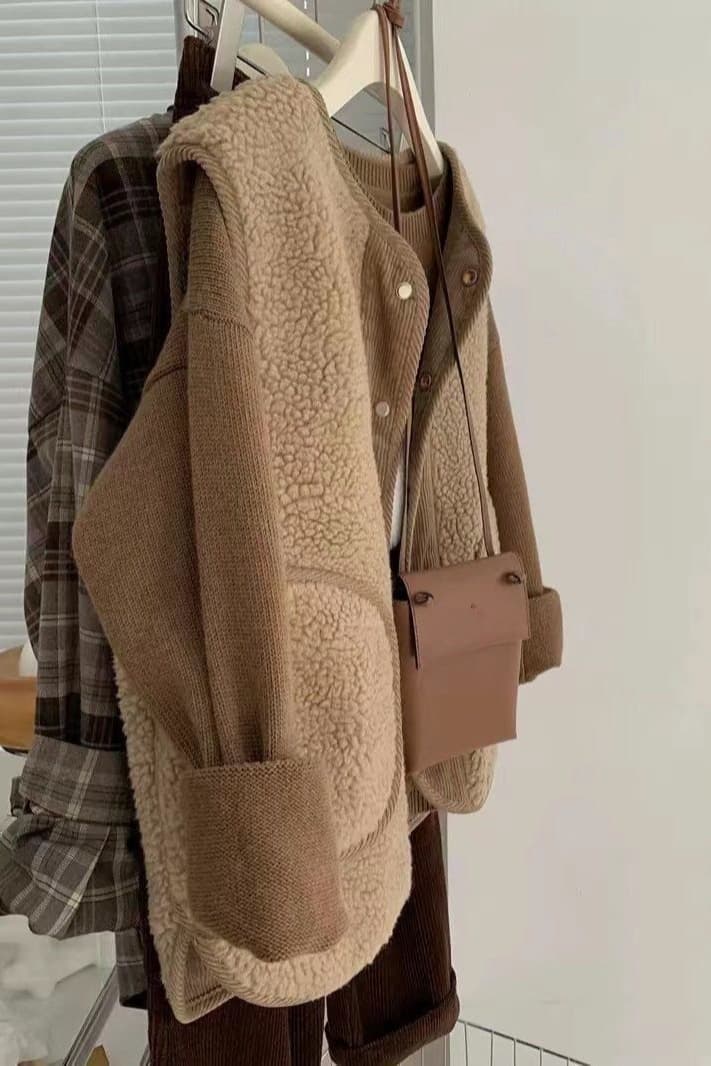 가을 겨울 새로운 양털 조끼 재킷 주머니 레트로 양면 착용 코듀로이 조끼 자켓 이미지 6