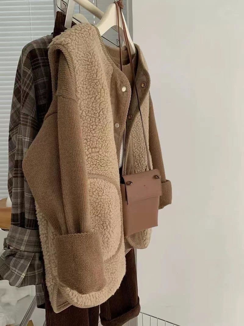 가을 겨울 새로운 양털 조끼 재킷 주머니 레트로 양면 착용 코듀로이 조끼 자켓 상세 이미지 4