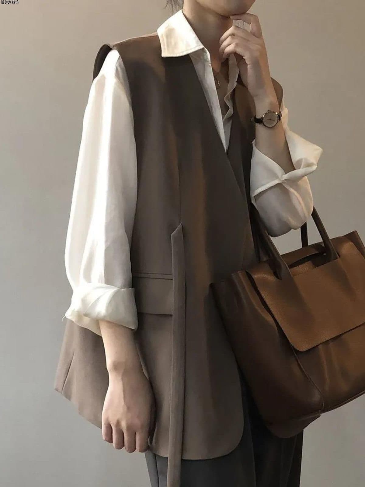 가을 겨울 의류 새로운 셔츠 스택 착용 정장 베스트 재킷 일본식 외부 가져 가라. 여성 유럽 상품 품격 조끼 맨위 이미지 3