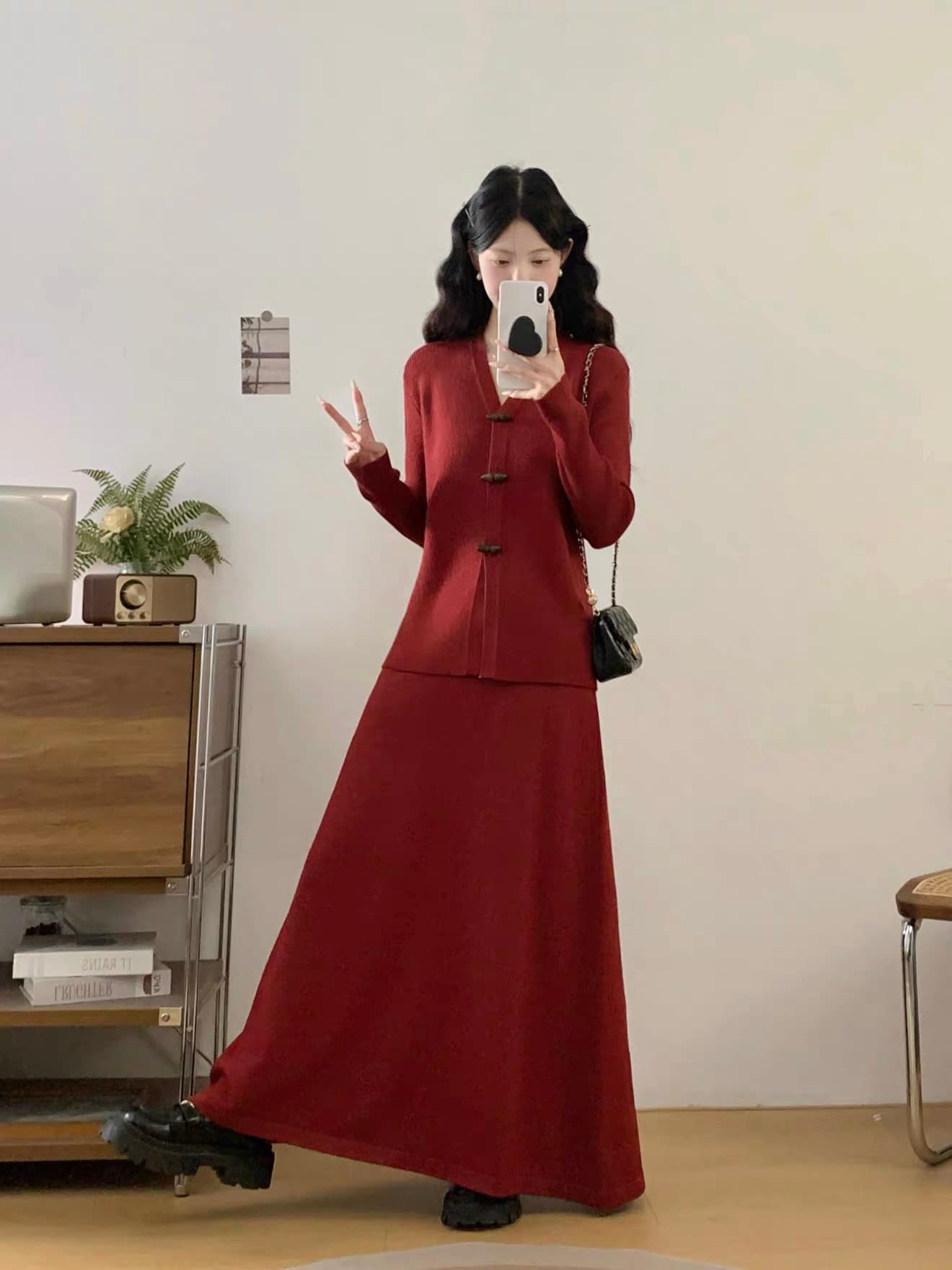 실사 2026 새로운 니트 드레스 봄 부유 한 가족 천 골드 센스 신년 착용 가져 가라. 에이즈 환자 세트 드레스 아이들 상세 이미지 11