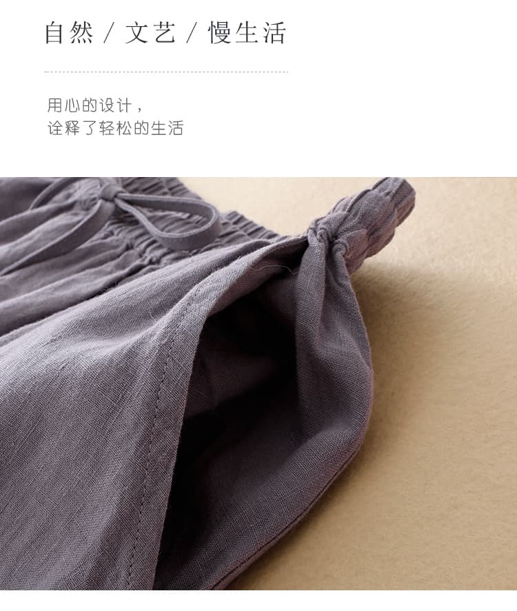 실사 2026 여름 새로운 면 린넨 단색 캐주얼 느긋한 바람 루즈핏 패션 밴딩 하이웨이스트 반신 스커트 여성 상세 이미지 9