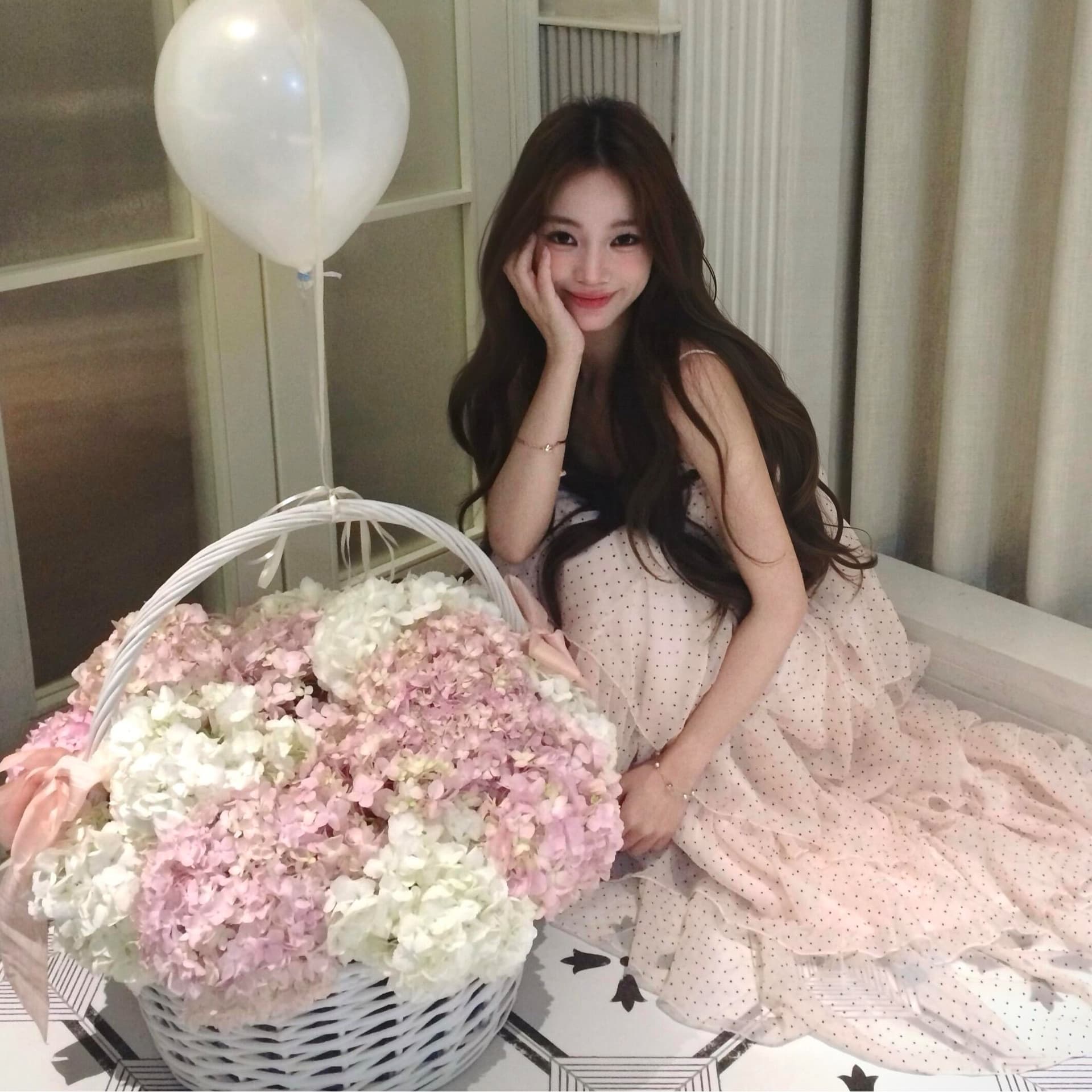 휴일 휴가 바람 핑크색 도트 무늬 슬립 드레스 다중 레이어 레이스 몸매 가꾸기 케이크 롱 스커트 이미지 5