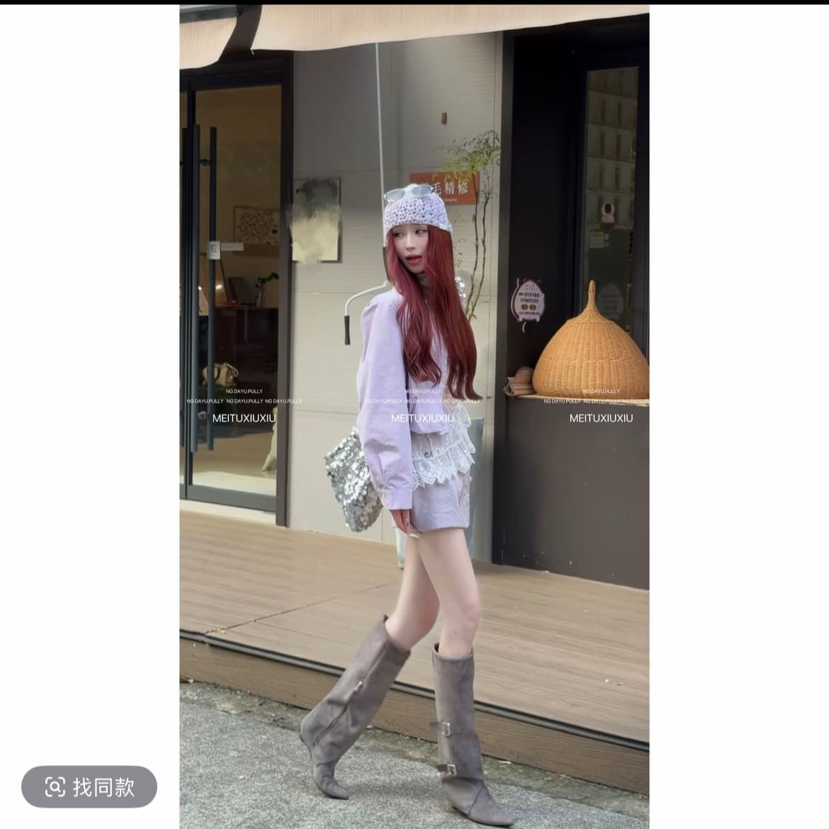 심미 우수 학생 직접 만든 페이크 레이어드 셔츠 재킷 레이스 레이스 t 구슬 조각 새틴 미니 스커트 이미지 3