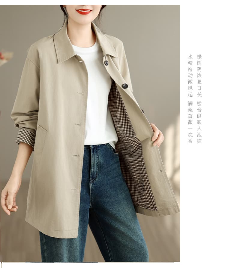 실사 2026 바람막이 여자 가을 순면 중간 길이 루즈핏 다용도 미니멀리즘 품격 캐주얼 패션 재킷 상세 이미지 10