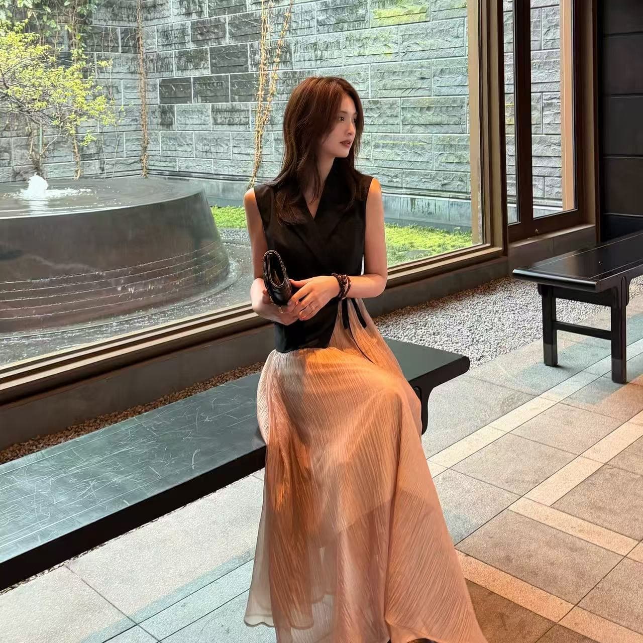luozhiyin 루오 친한 친구 아세트산 양모 봄 여름 섹션 패션 품격 투피스 슈트 이미지 5