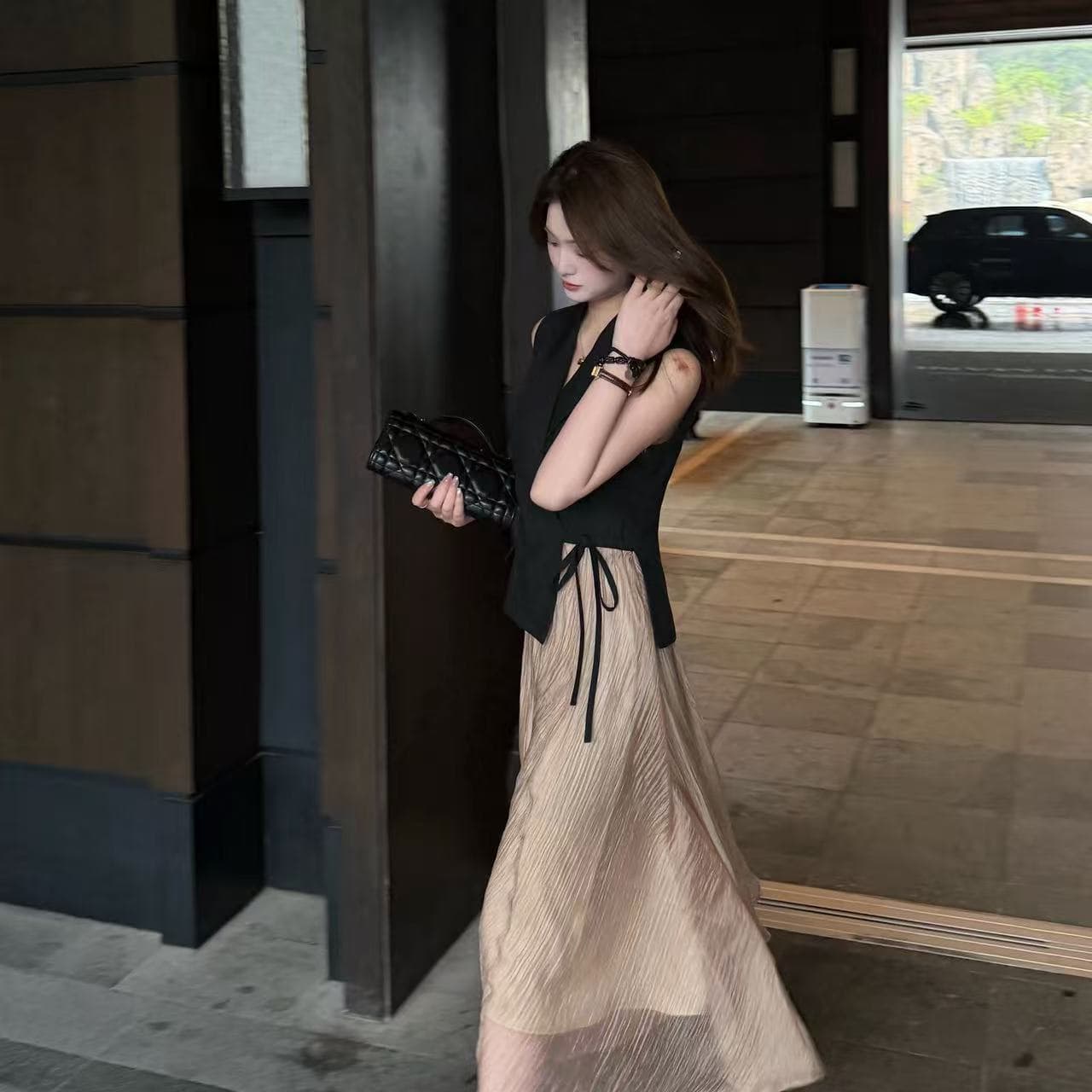 luozhiyin 루오 친한 친구 아세트산 양모 봄 여름 섹션 패션 품격 투피스 슈트 상세 이미지 4