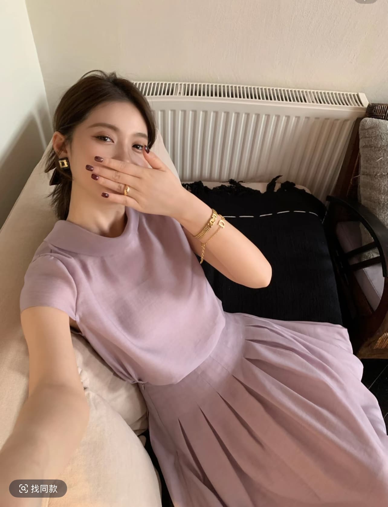 luozhiyin 루오 친한 친구 주간 실크 양모 여름 새로운 한 부서 작은 셔츠 반 스커트 패션 세트 상세 이미지 3