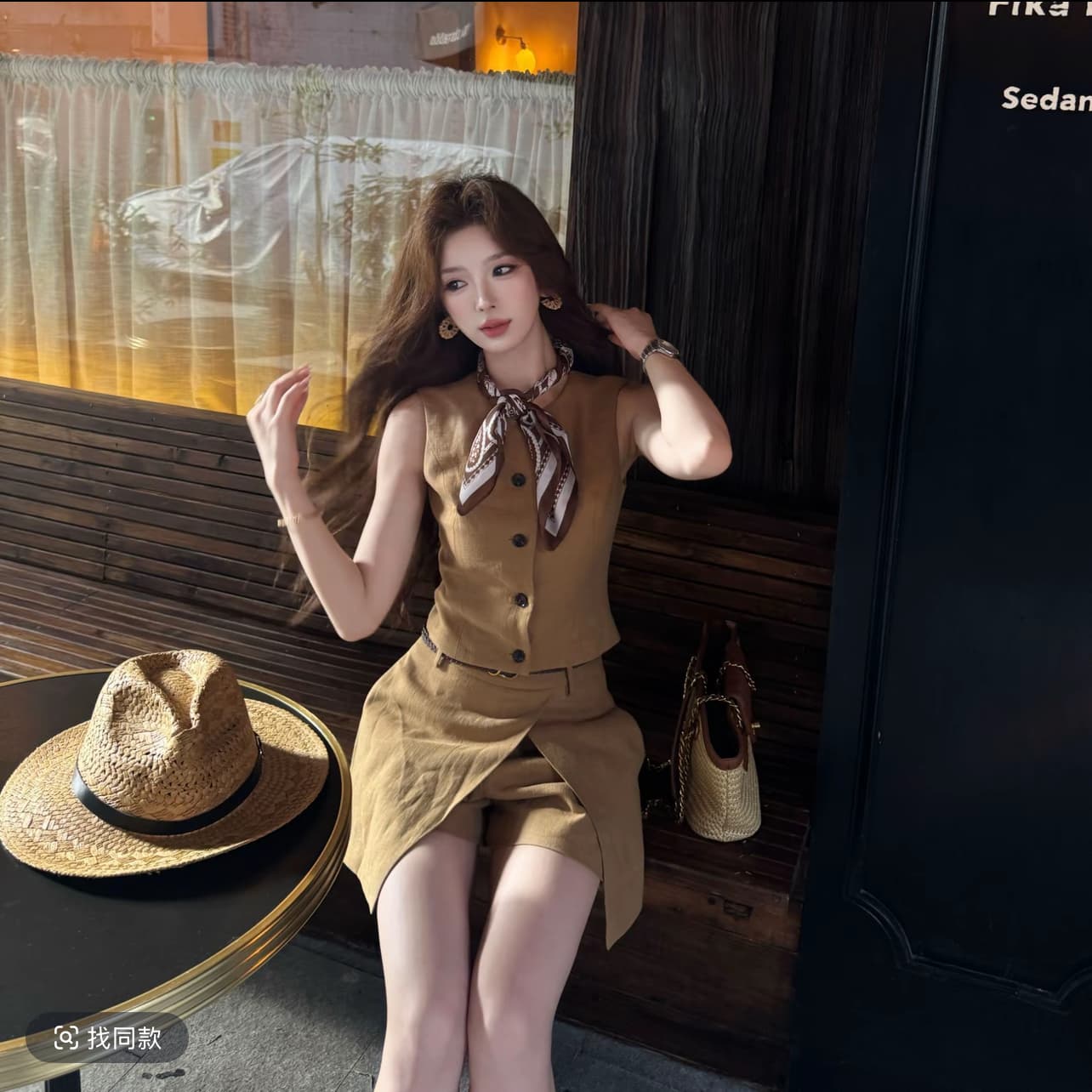 여름 사랑 노래 품격 라운드 넥 민소매 맨위 트임 불규칙 스트레이트 디자인 센스 다용도 세트 드레스 이미지 4