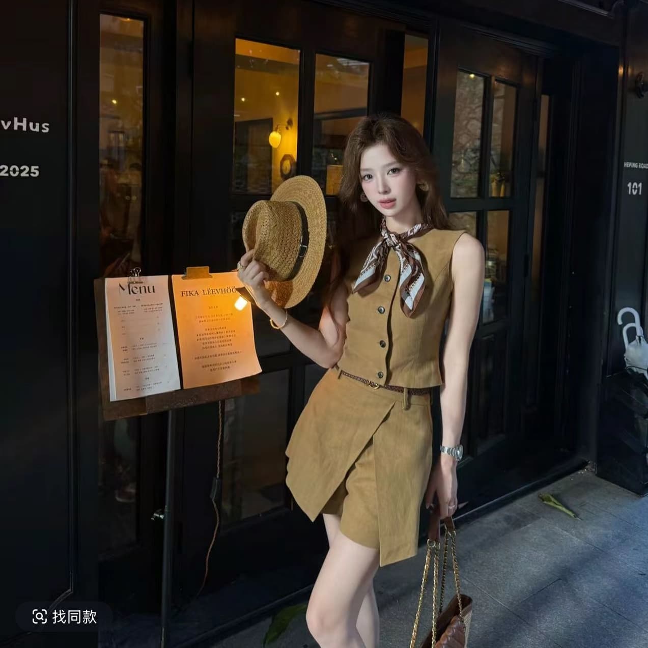 여름 사랑 노래 품격 라운드 넥 민소매 맨위 트임 불규칙 스트레이트 디자인 센스 다용도 세트 드레스 상세 이미지 4