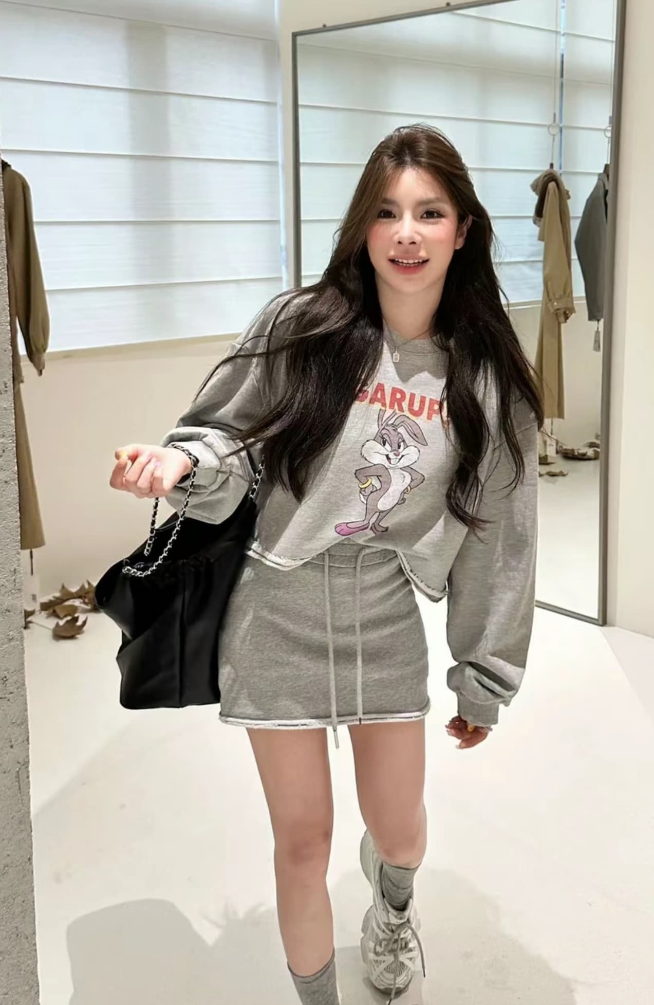 huihui 이른 가을 새로운 만화 패턴 쇼트 스타일 후드티 여성 한 부서 외국 가스 세트 상세 이미지 8
