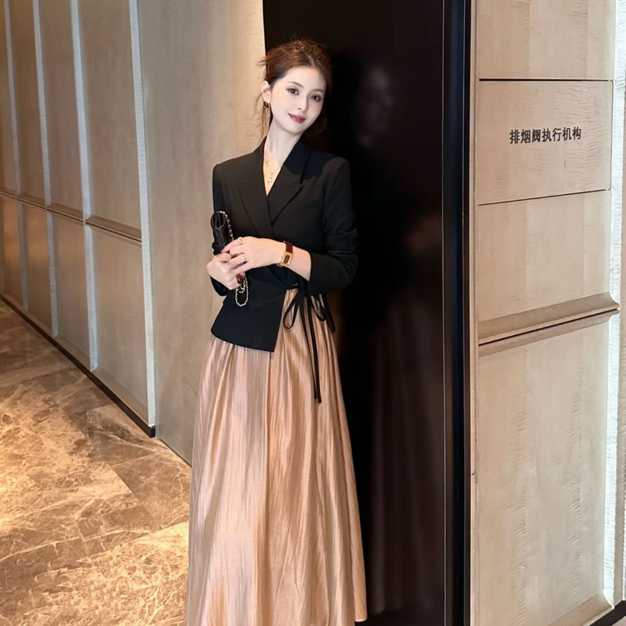 luozhiyin 루오 친한 친구 아세트산 호주 털 부드러운 이른 가을 품격 슬립 투피스 슈트 상세 이미지 4