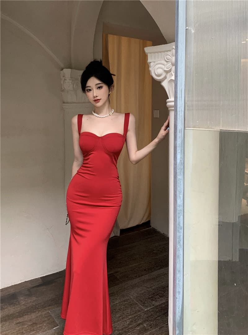 실사 로얄 자매 명문 여성 섹시함 품격 몸매 가꾸기 롱 코트 인어 꼬리 진자 슬립 튜브탑 드레스 행사 치마 상세 이미지 8