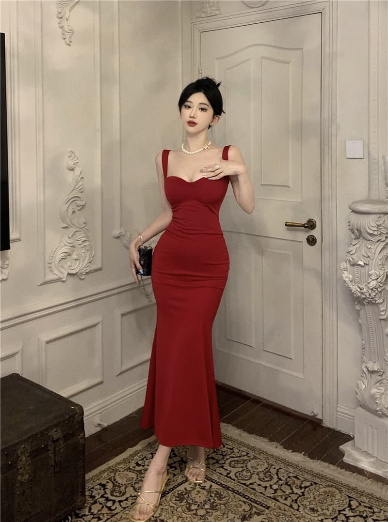 실사 로얄 자매 명문 여성 섹시함 품격 몸매 가꾸기 롱 코트 인어 꼬리 진자 슬립 튜브탑 드레스 행사 치마 상세 이미지 15