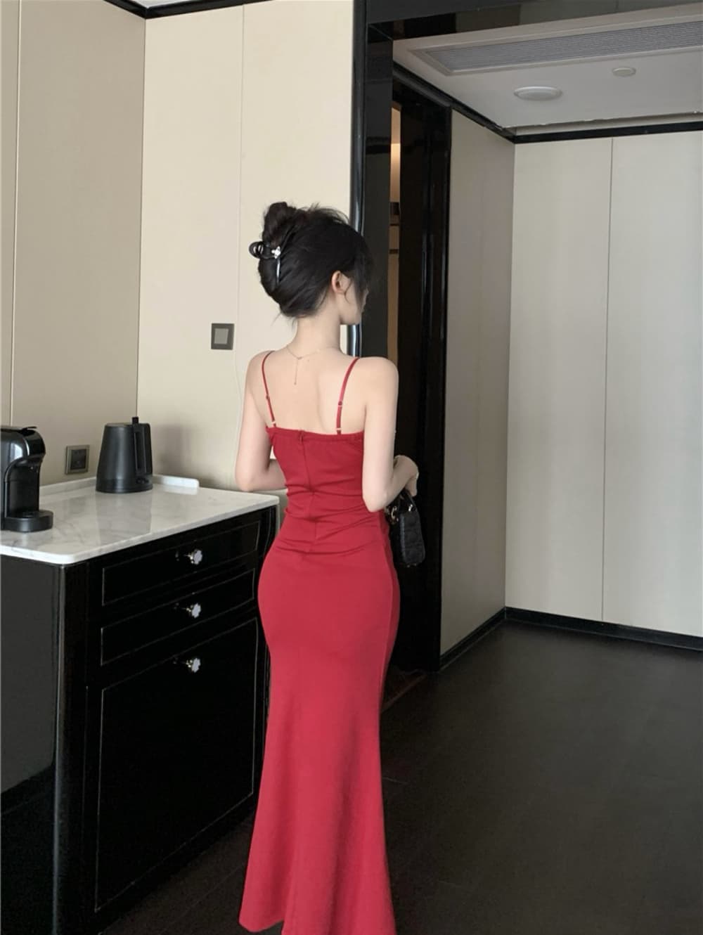 실사 섹시함 빛 럭셔리 고급 센스 스팽글 패치워크 트임 롱 코트 인어 꼬리 진자 예복 치마 로얄 자매 드레스 상세 이미지 19