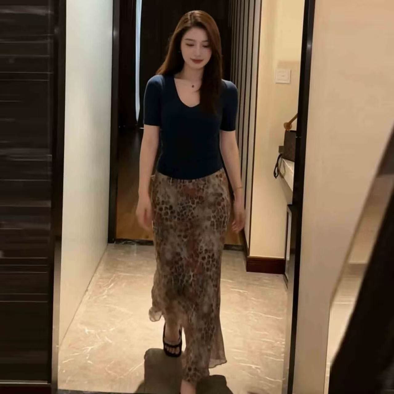 품격 핫걸 레오파드 무늬 하이웨이스트 반신 스커트 여성 의류 봄 여름 새로운 연령 감소 슬림해 보이는 타이트 스커트 미니 스커트 트렌디 상세 이미지 8