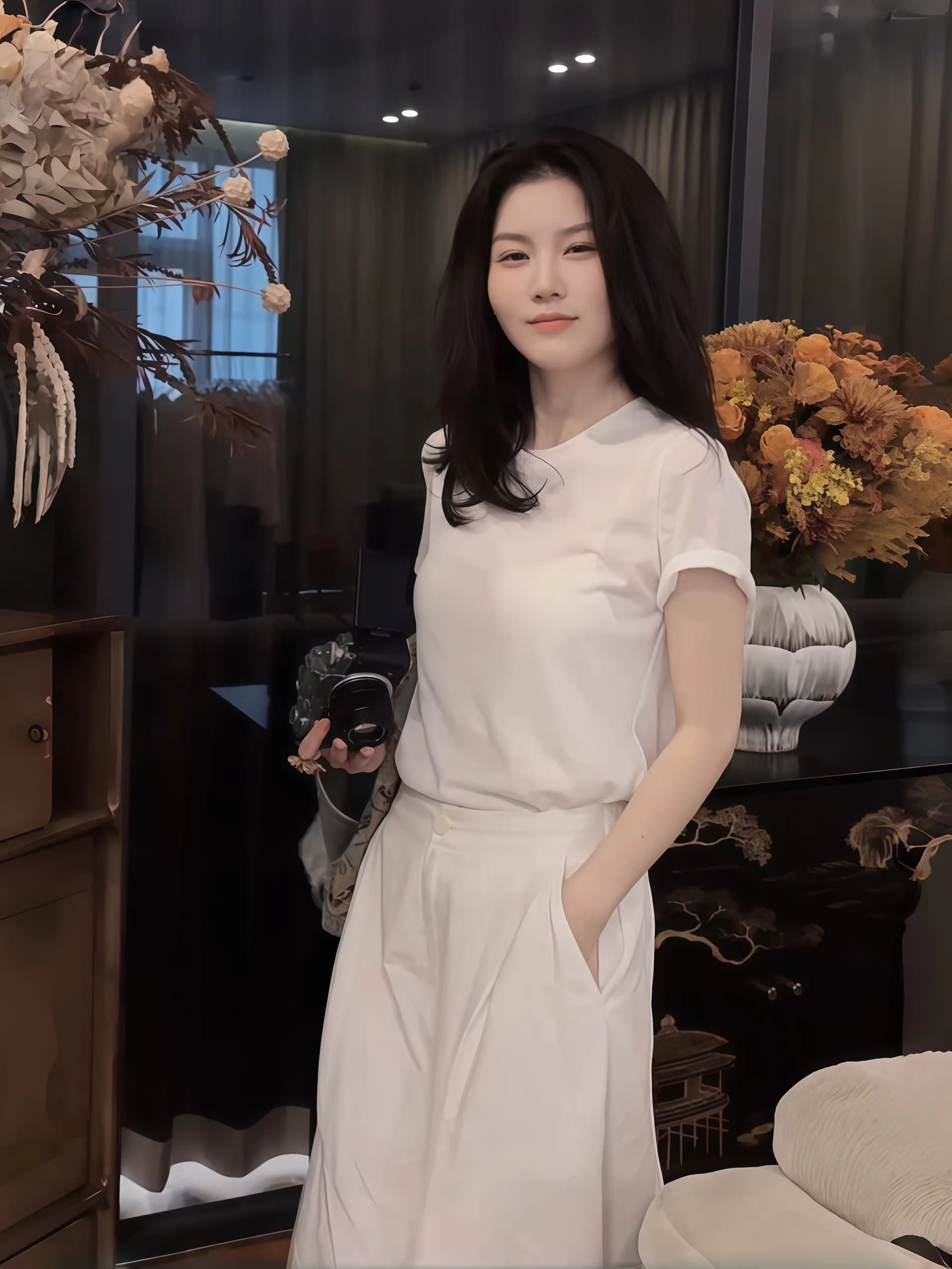 빅 사이즈 뒤로 레이스 조각 기타 버클 슬림해 보이는 반팔 티셔츠 마이크로 지방 mm 새로운 디자인 센스 라운드 넥 긍정적 인 어깨 의류 이미지 3