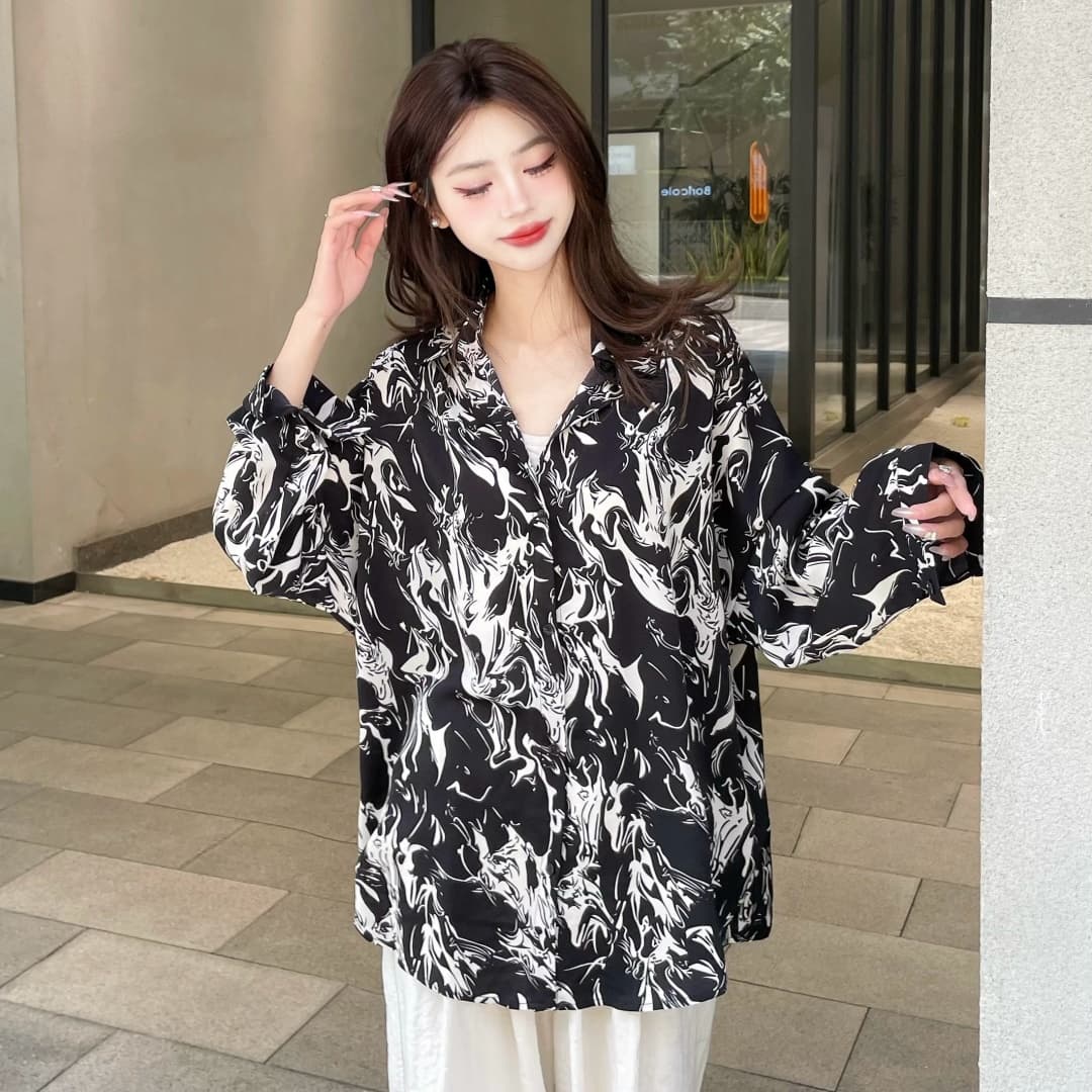 여성 의류 루즈핏 백 경기 나가라. 수리 여가 꽃 셔츠 일년 내내 수 있습니다. 부담하지 마세요. 코디 XL 캐주얼 셔츠 이미지 6