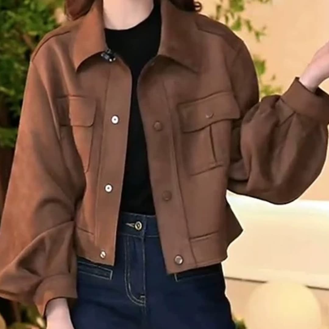 2026 작은 키 캐주얼 바람 워크웨어 POLO 칼라 쇼트 스타일 여성 코트 봄 새로운 레트로 맨위 트렌디 상세 이미지 1