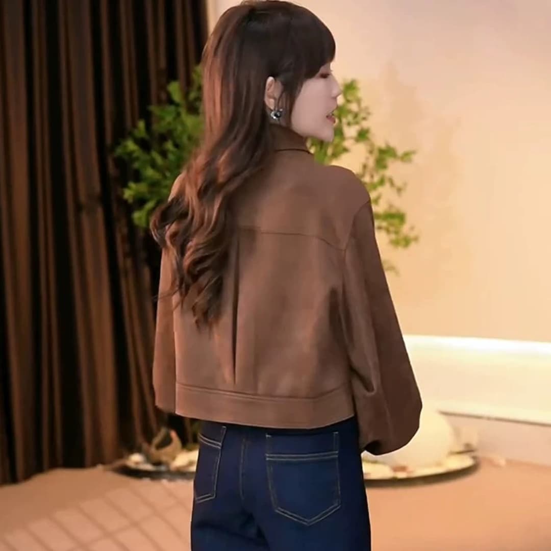 2026 작은 키 캐주얼 바람 워크웨어 POLO 칼라 쇼트 스타일 여성 코트 봄 새로운 레트로 맨위 트렌디 상세 이미지 2