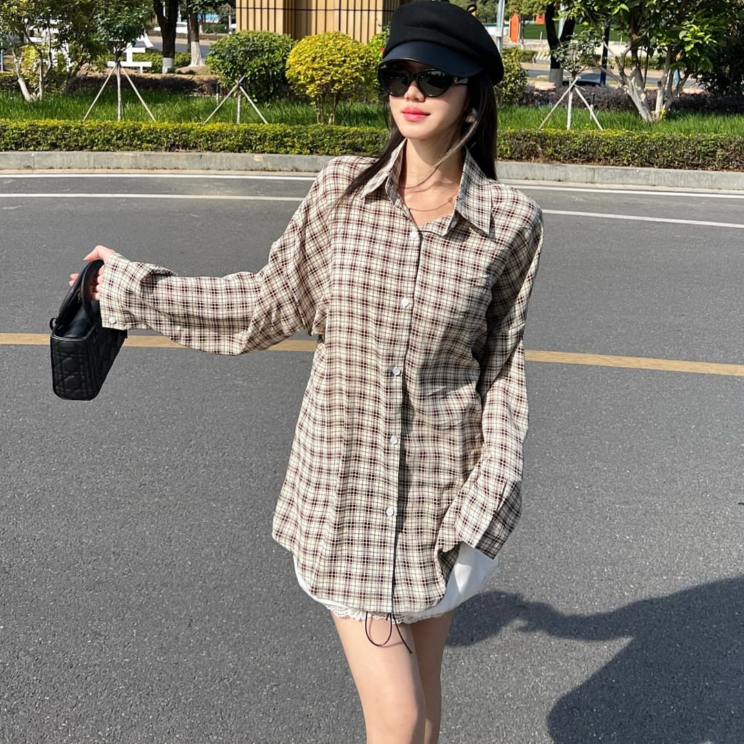 봄 여름 새로운 한국 스타일 디자인 센스 셔츠 여성 긴 소매 루즈핏 슬림해 보이는 학원 스타일 캐주얼 맨위 트렌디 상세 이미지 9