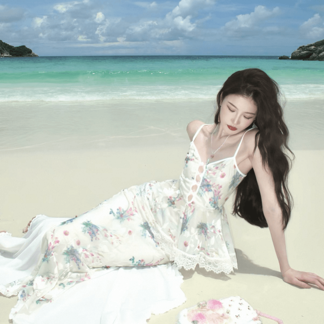 프랑스식 순수한 욕망 휴가 바람 슬립 드레스 2026 여름 슈퍼 요정 아름다운 인어 꼬리 롱 스커트 이미지 4