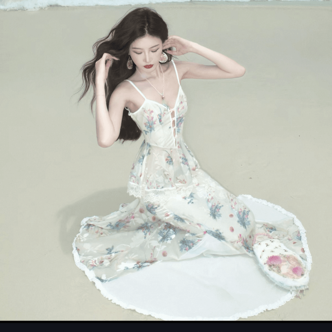 프랑스식 순수한 욕망 휴가 바람 슬립 드레스 2026 여름 슈퍼 요정 아름다운 인어 꼬리 롱 스커트 상세 이미지 2