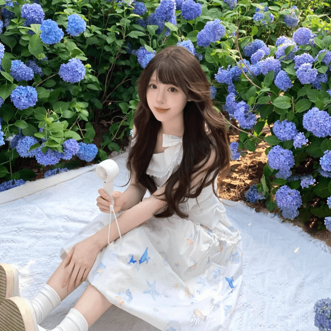 디자인 센스 달콤함 연령 감소 꽃무늬 비스듬한 어깨 의류 여성 하이웨이스트 슬림해 보이는 반신 치마 세트 상세 이미지 5