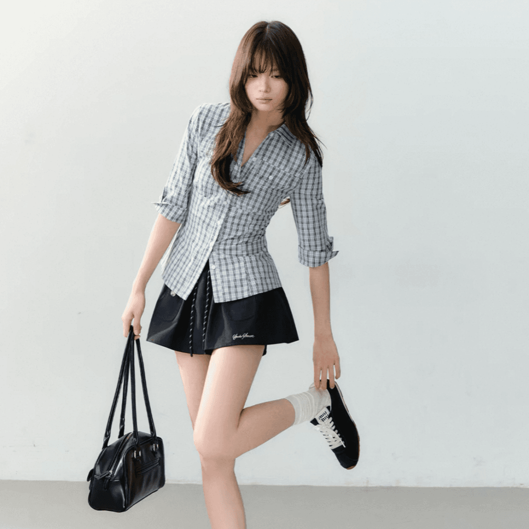 한 부서 품격 출퇴근 카키 색 주름 몸매 가꾸기 폴로 칼라 여성 셔츠 고급 센스 허리 수축 이른 봄 맨위 이미지 3
