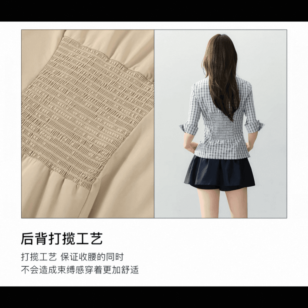한 부서 품격 출퇴근 카키 색 주름 몸매 가꾸기 폴로 칼라 여성 셔츠 고급 센스 허리 수축 이른 봄 맨위 상세 이미지 5