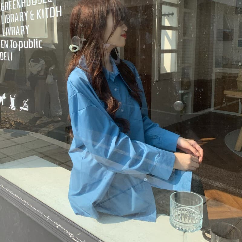 실사 정가 디자인 센스 가을 겨울 인사이드 가져 가라. 포인터 칼라 긴팔 셔츠 상세 이미지 7