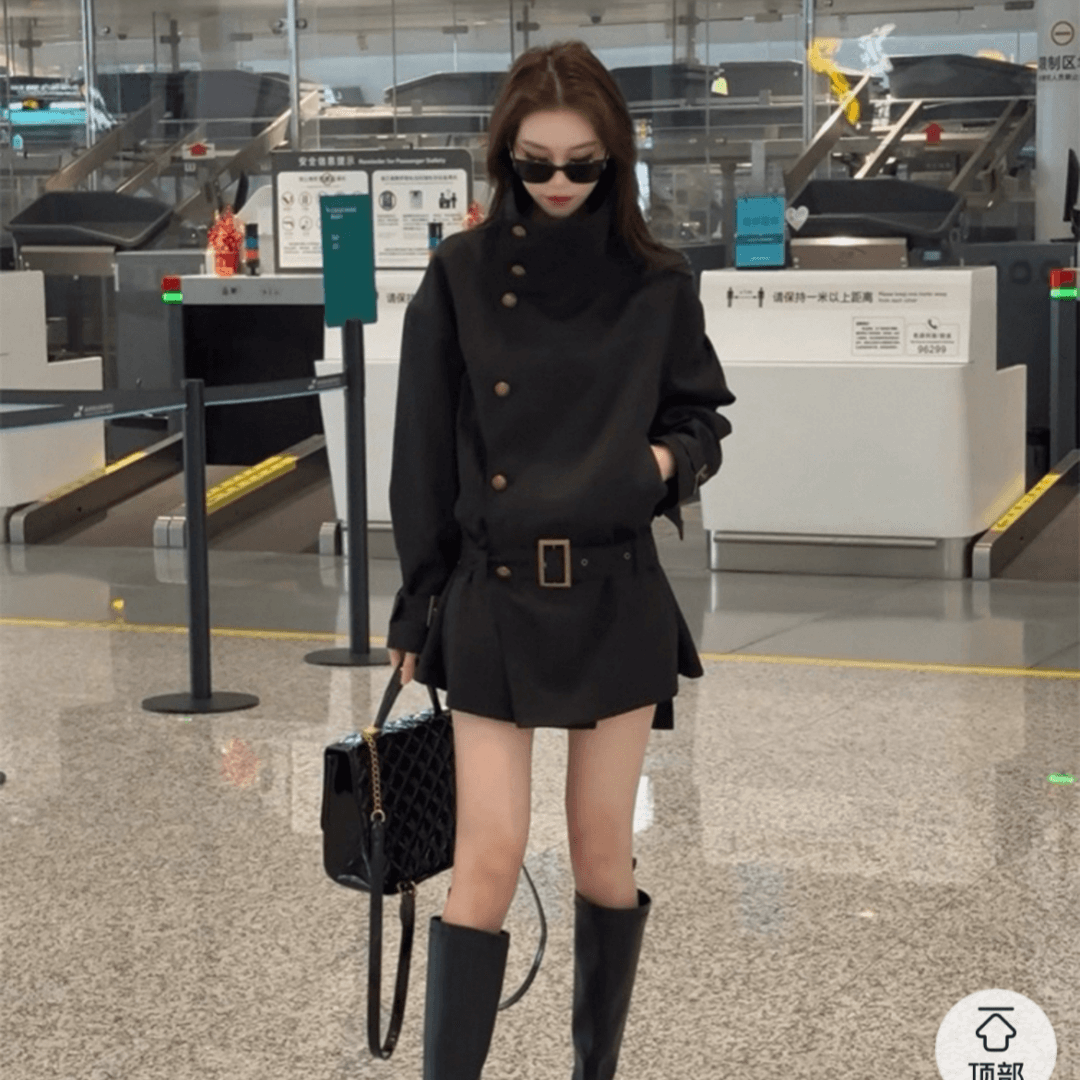 카키 색 쇼트 스타일 스탠드 칼라 바람막이 여성 코트 2026 봄 가을 새로운 디자인 센스 느긋한 바람 허리 수축 슬림해 보이는 코트 상세 이미지 7
