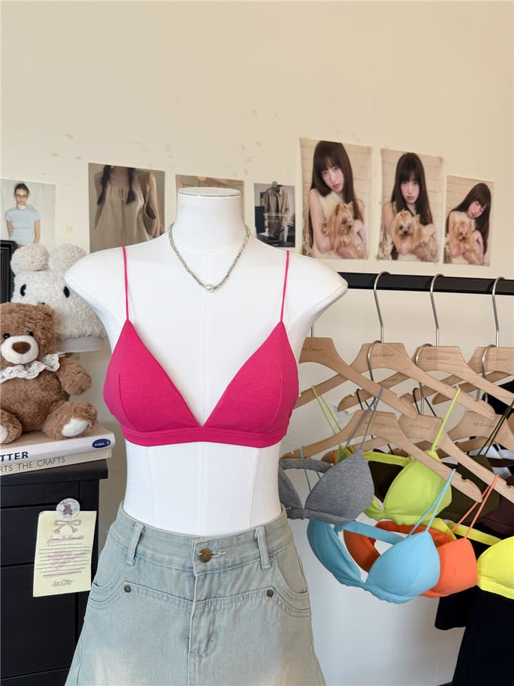 실사 감소되지 않음 프랑스식 얇은 스타일 삼각형 컵 여름 도파민 핫걸 비키니 브래지어 작은 슬링 상세 이미지 1