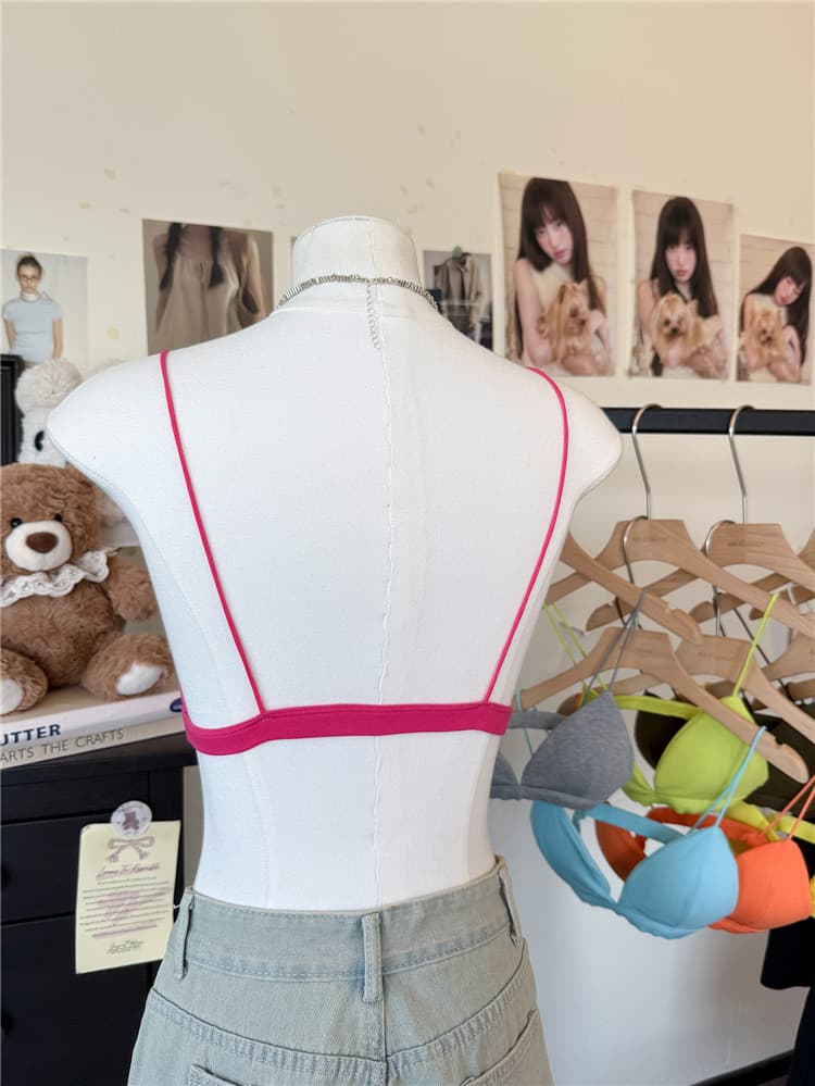 실사 감소되지 않음 프랑스식 얇은 스타일 삼각형 컵 여름 도파민 핫걸 비키니 브래지어 작은 슬링 상세 이미지 2
