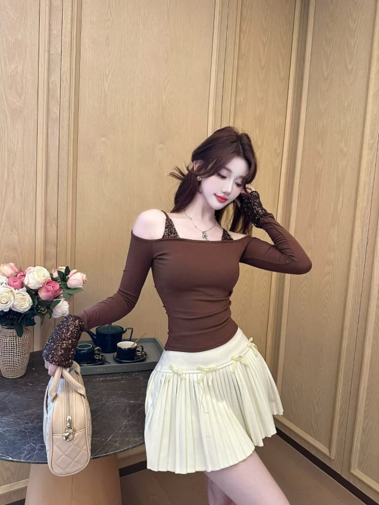 실사 감소되지 않음 패치워크 스팽글 페이크 레이어드 슬립 긴팔 티셔츠 여성 가을 겨울 핫걸 만나는 맨위 상세 이미지 21