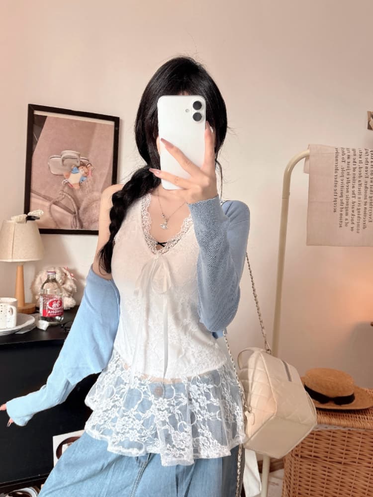 실사 감소되지 않음 순수한 욕망 섹시함 레이스 레이스업 민소매 조끼 몸매 가꾸기 슬림해 보이는 Chic 다용도 맨위 상세 이미지 9