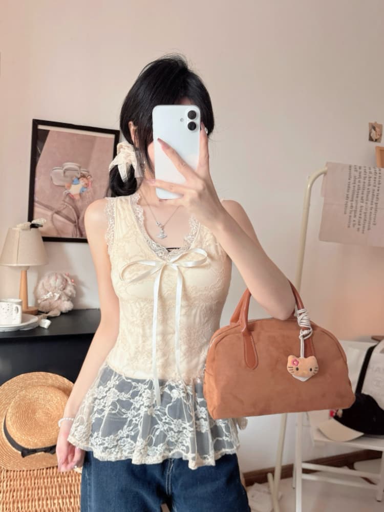 실사 감소되지 않음 순수한 욕망 섹시함 레이스 레이스업 민소매 조끼 몸매 가꾸기 슬림해 보이는 Chic 다용도 맨위 상세 이미지 23