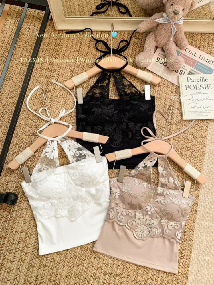 실사 감소되지 않음 순수한 욕망 핫걸 레이스 행침 목 캐미솔 봄 여름 몸매 가꾸기 반팔 언더 코트 상세 이미지 4