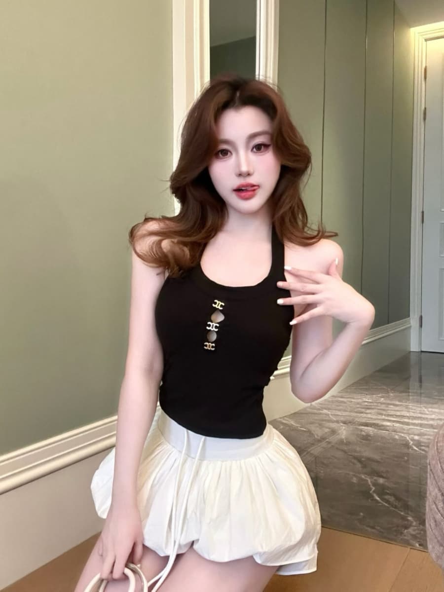 실사 감소되지 않음 핫걸 백리스 행침 목 캐미솔 봄 여름 몸매 가꾸기 인사이드 가져 가라. 언더 코트 이미지 2