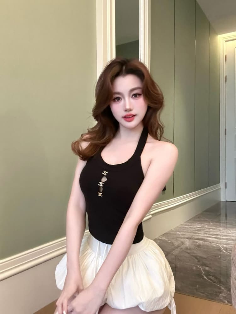 실사 감소되지 않음 핫걸 백리스 행침 목 캐미솔 봄 여름 몸매 가꾸기 인사이드 가져 가라. 언더 코트 상세 이미지 4