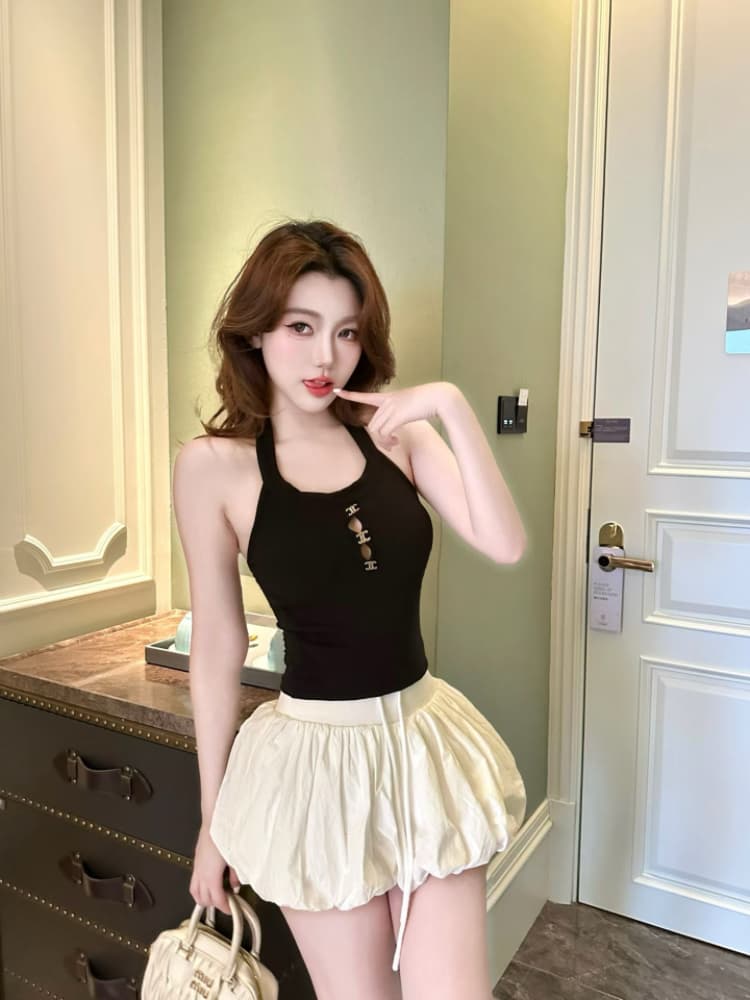 실사 감소되지 않음 핫걸 백리스 행침 목 캐미솔 봄 여름 몸매 가꾸기 인사이드 가져 가라. 언더 코트 상세 이미지 5